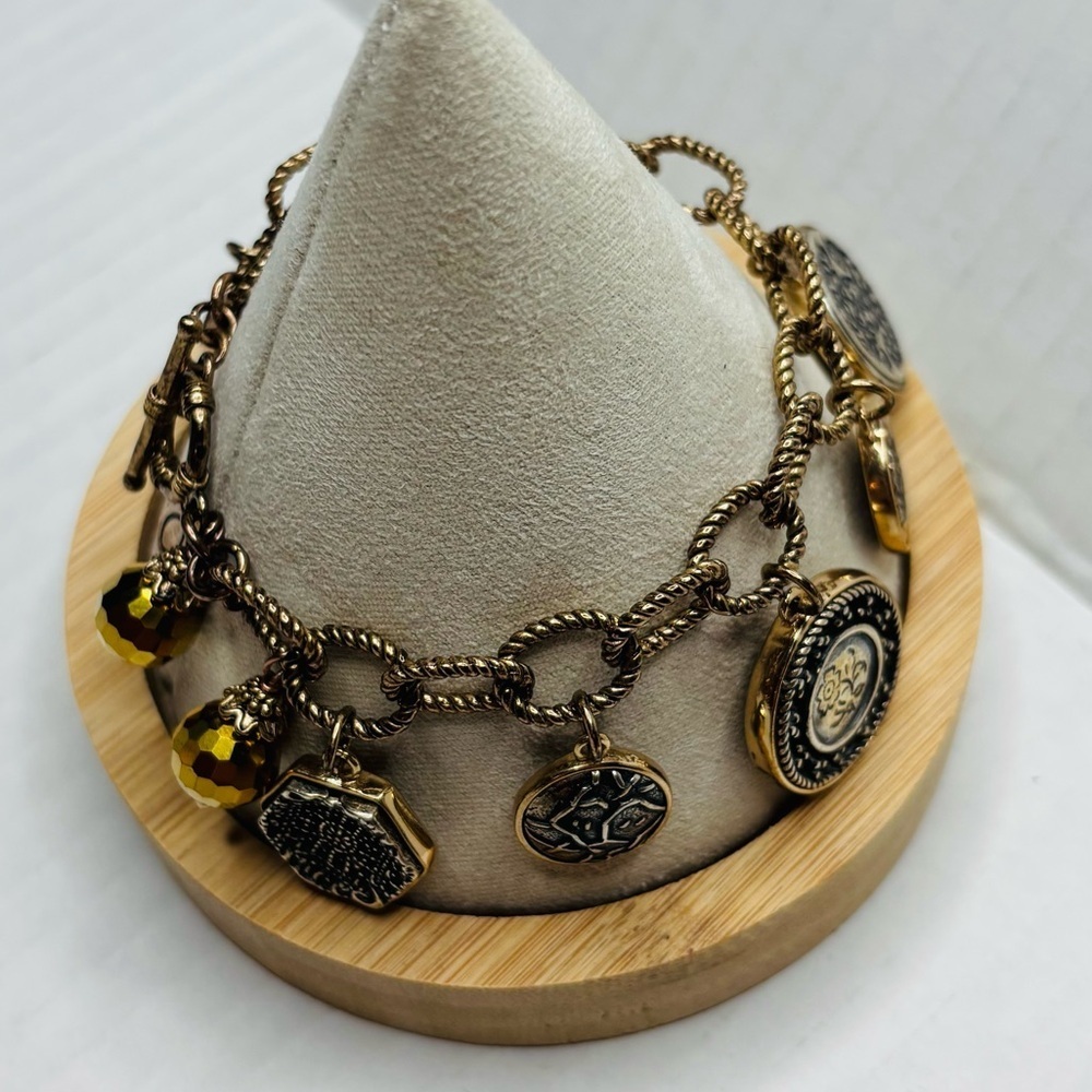 AMY KAHN RUSSELL Vintage Gold Rare Coin Charm Bracelet - Picture 5 of 13